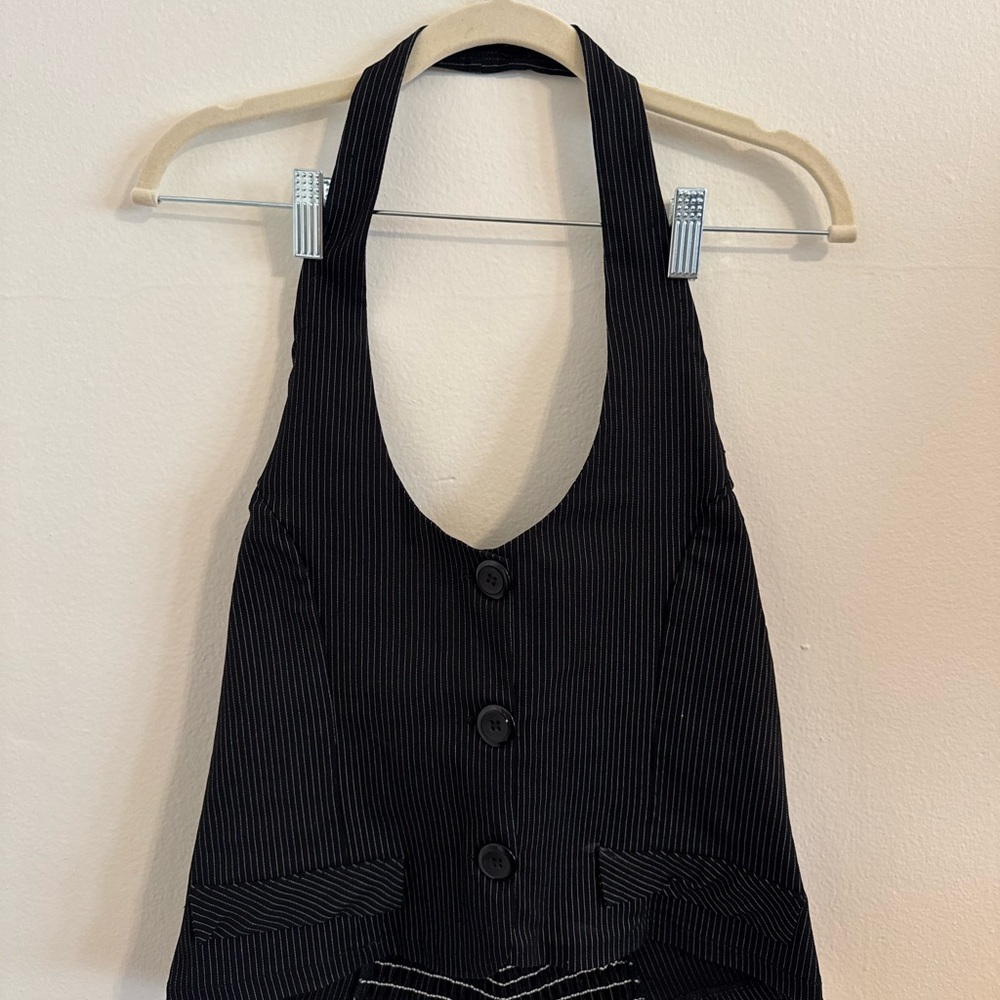 Vintage Black Pinstripe Halter Top
